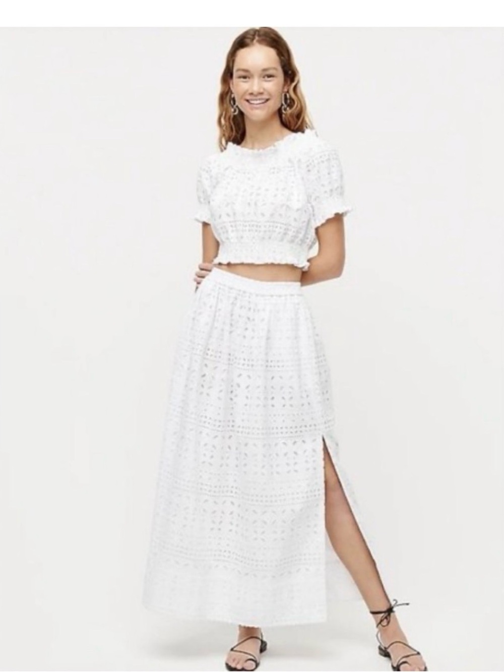 J crew White Eyelet Maxi Skirt - Women's Summer Skirt